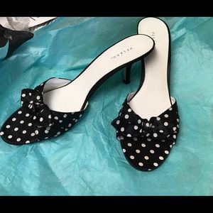 Black & White Polka Dot open back heals